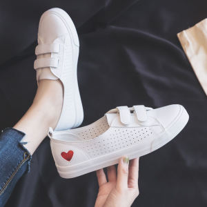 Summer Magic Stick Slip-On White Sneakers Womens Soft Bottom Nurse Shoes Easy to Wear round Toe Low Top Rubber Outsole