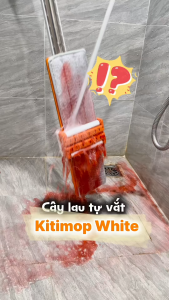 Bông lau nhà thay thế KITIMOP WHITE 42x12cm sợi microfiber dùng cho cây tự vắt WHITE 42CM