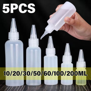YESPERY 5Pcs Empty Plastic Glue Bottles Squeeze Liquid Ink Oil Dropper Bottles Pigment Container Refillable Bottles 10/20/30/50/60/100/200ML