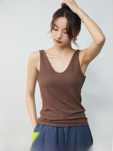 MiiOW | เสื้อกั๊กถักคอวีแขนกุดสีพื้นสำหรับผู้หญิงในฤดูร้อน เสื้อชั้นในแบบยาว ทรงสลิมฟิต ใส่ด้านนอกได้ เสื้อชั้นในแบบลำลอง