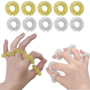 10/20P Stainless Steel Relax Therapy Pain Relief Massage Ring Hand Promote Blood Circulation Acupuncture Ring Finger Health Care