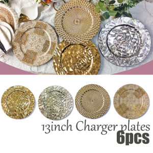 Charger Plates 6pcs Round Gold Decorative Plate Perfect for Special Dinner at Home 13 inch