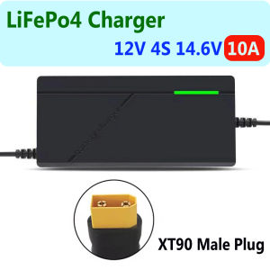 Bộ Sạc Lifepo4 12V 4S 14.6V 10A Cho Pin LFP Với Kẹp Cá sấu/XT60/XT90 Tương Thích Với Bộ Pin Lithium Iron 12.8V