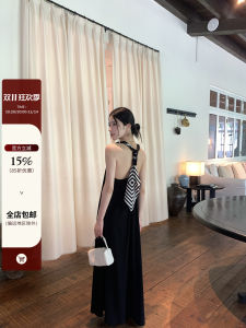 TeeH French Style Long Wrap Dress Lazy Vacation Skirt Black Cotton Summer Gown Womens Design Sensation High Waist A-Line Dress