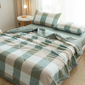 Pure Cotton Summer Quilt Set of Four Mens Lightweight Washable Student Cooling Quilt Xinjiang Cotton Comforter Blanket Cover