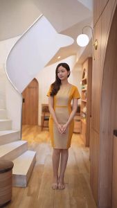 Laboratory 8684-1 เดรสทรงสอบแต่งดีเทลด้านหน้า มีกระเป๋าข้าง