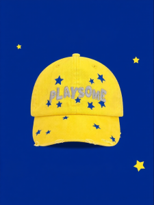 Embroidered Letter Star Ripped Sunscreen Baseball Hat