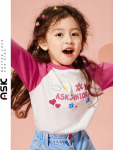Ask Junior | Girls Long Sleeve Letter T-shirt Raglan Cotton