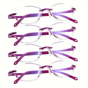 4 Pcs New Classic Frameless Reading Glasses Frameless Fashion Reading Glasses Anti-Blu-ray Reading Glasses HD
