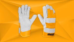 INGCO ถุงมือหนัง อเนกประสงค์ ถุงมือเชื่อม ขนาด 10.5 นิ้ว รุ่น HGVC01 (Leather Gloves) ผลิตจากวัสดุ หนังวัวแท้
