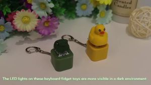 Small Yellow Duck and Frog Keychain Duck Frog Clicker with LED Light Adult Stress Relieving and Anxiety Sensing Toy