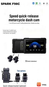 Spark F98C 7inch Motorcycle DVR Wireless CarPlay AndroidAuto Motorcycle Recorder Smart Screen
