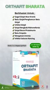 Obat Gagal Ginjal Infeksi Ginjal Radang Ginjal Paling Ampuh Orthafit Bharata 100% Original Kemasan 500 gram Isi 50 Kapsul Berlisensi BPOM Resmi Best Seller