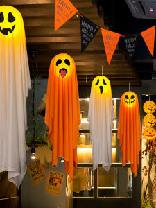 Halloween Decoration Ghost Pumpkin Lamp Luminous Ghost Face Hanging Decoration Horror Scene Layout Indoor Decorations Atmosphere Props
