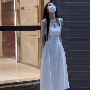 High-End Fashion Small Waist Strapless Summer Dress