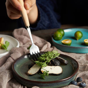 Nordic Ceramic Handmade Creative 15cm Dish Dessert Plate Small Appetizer Plate Cup Mat Irregular Shape Western Style Tea Set