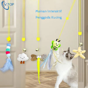 V.Top Mainan Interaktif Penggoda Kucing Model Gantung Otomatis Bentuk Tikus Dengan Bel / Mainan Gantung Kucing Mainan Ayun Kucing