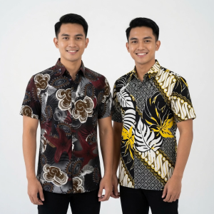 Kemeja Lelaki Lengan Pendek Viral Premium Abstract Floral Motif Casual Men Shirt Slim Fit Baju Berkemeja Cowok S-2XL