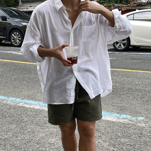 White Long Sleeve Sun Protection Shirt Loose Thin Korean Style Lazy Silk Shirt Jacket Top for Men And Women Spring Summer