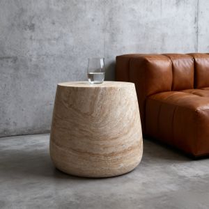 Antique Style Magnesium Mud Side Table for Home Use Small round Tea Table for Balcony Courtyard Hotel And Vacation Home