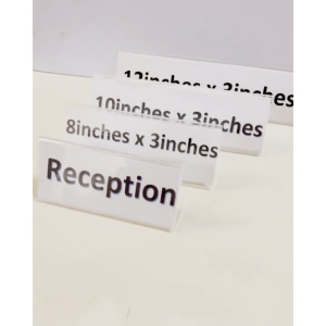 Clear Acrylic SLANT style [12" x 3"] Table Name Sign Holder 1pc Landscape One sided Display L-style