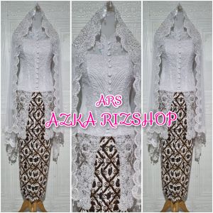 set kebaya akad nikah kebaya pesta tunik + slendang mutiara