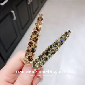 Retro Crystal Duckbill Hair Clip & Diamond Embellished Hair Accessories: Simple Elegance Side Bangs Hair Cards for Girls
