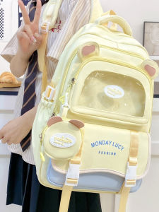 OUDENGPAI | Yellow Milk Shoulder Bag Large Capacity Double Shoulder Travel Backpack For Women Cute College Student Junior High School Students