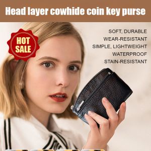 Top Layer Cowhide Wallet Ladies 2025 New Genuine Leather Coin Purse Small Wallet Female Card Holder牛皮钱包男女通用