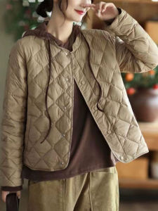 Elegant Long Sleeve Cotton Quilted Vest with Stand Collar Single Breasted Thickened for Women in Pure Color Work Clothing Art