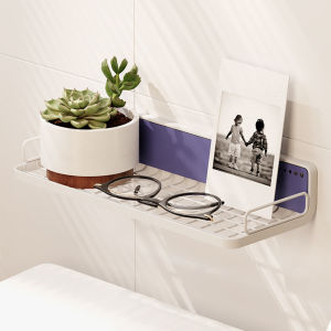 Aesthetic Floating Bathroom Shelves: Modern Blue & White Wall-Mounted Organizers