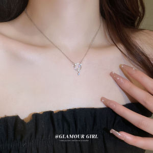 Trendy Titanium Steel Zirconia Moon Circle Necklace Fashionable Cool Sweet Style Clavicle Chain Elegant Versatile Trendy Jewelry