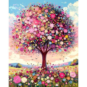 Kayou | Painting By Number Vibrant Bloom Tree Digital Painting Handmade Adult Beginner Gift Wall Decoration Unique Gift
