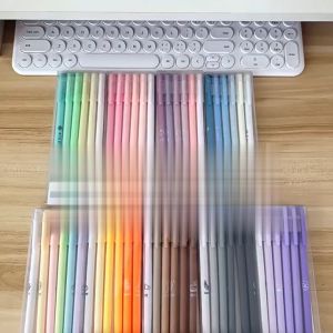 BW-A48 Pulpen Gel 6IN1 Motif Polos Warna Pastel Gaya Korea / Alat Tulis Pena Cair 0.5mm / Pena