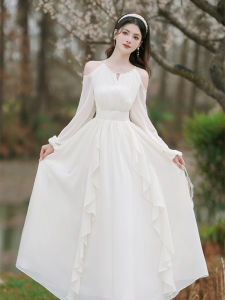 French Style Beautiful Early Autumn Fairy Tale Princess Dress Super Fairy Atmosphere Vacation Long Skirt Romantic Cherry Blossom