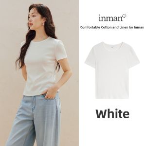 INMAN | Womens Summer Solid Color Round Neck Short Sleeve T-shirt