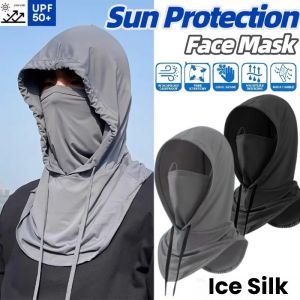 Full Face Mask Sun Protection Breathability Cooling Ice Silk Hoodie Sunscreen Hat