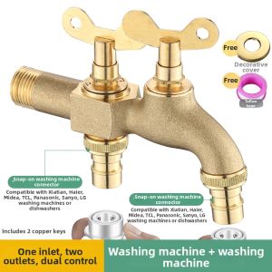 OUGEFENG | Antifreeze Outdoor Faucet With Lock Single Inlet Double Outlet