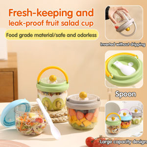 Food Storage Cup Fruit Box Salad Cup Round Fresh-Keeping Cup Portable Rope Plastic Water Cup Sealed Cup-Type Food Storage