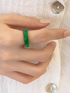 Elegant Retro Chinese Style Green Emerald Ring for Women Index Finger Stacking Rings Fresh out Fashion Jewelry Accessories