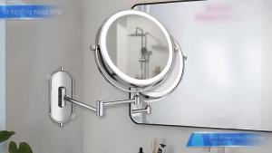 8"Lighted Makeup Mirror Wall Mounted Suction Cup1X/10X Magnifying Mirror Rechargeable No Drilling Wall Mounted Makeup Mirror