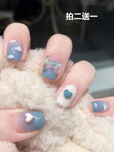 Butterfly Short T Wear Armor 2024 New Arrival Short Square round Manicure Set Full Set Fancy Nail Patch Finished Product