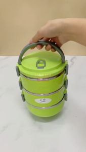 Q2-603 || Lunch Box Rantang 3 Susun Stainless Steel Bowl Enamel Set / Rantang Bekal Susun 3pcs + Tutup / Tempat Makan