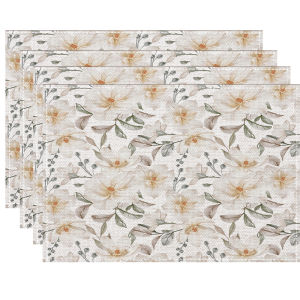 Fresh Floral Linen Placemat Farmhouse Style Washable Kitchen & Dining Table Decorative Mat