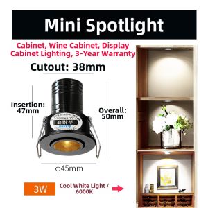 SUNPAI LIGHTING | Adjustable Beam Focused Deep Anti-glare Recessed Spotlight 3W