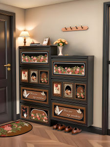 CTYLIGHTZ | Retro Style Narrow Entryway Storage Cabinet Steel