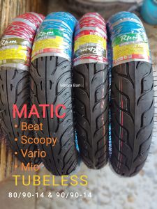 Ban Tubeless Sepasang Depan Belakang 80 / 90 Dan 90 / 90 Ring 14 Ban Beat Ban Vario Ban Scoopy Ban Mio