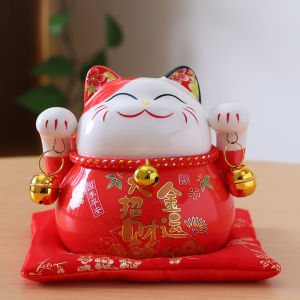Small Ceramic Cat Figurine Money Bank Office Home Living Room Decorations Creative Gift Lucky Cat Statues Desk Accessories