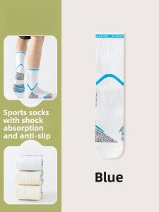 JINGCHI | Mens Sport Socks Summer Thin Long Breathable Sweat Absorbent Anti-Odor Football Basketball Running Cotton Socks Black White