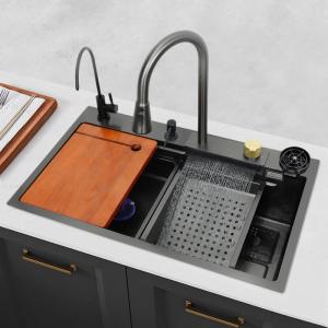 Rainy Design Waterfall Style 304 Stainless Steel Sink Large Single Basin